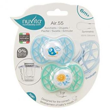 Nuvita Succhietto Air con Tettarella Simmetrica 6+ Mesi Blu