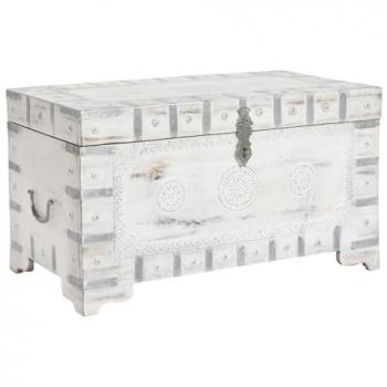 Mangoträs Sandskåp Vit och Ljusbrun (78,7 x 43 x 45,7 cm)