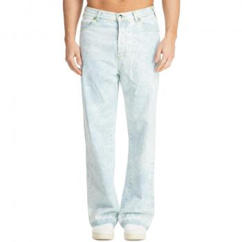 BARROW Men's Straight Jeans with Logo and Multiple Pockets, Blue, Size: W32