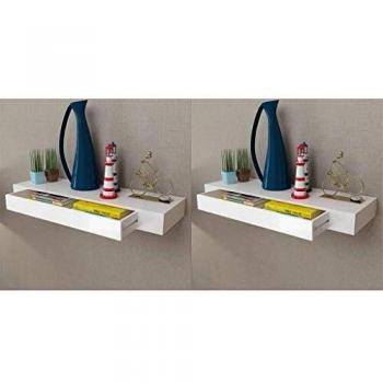 VidaXL Wall Shelves with Drawers 2 pcs White 80 cm