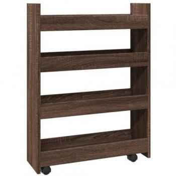 Narrow Storage Trolley 4 Tier Brown Oak Engineered Wood by vidaXL