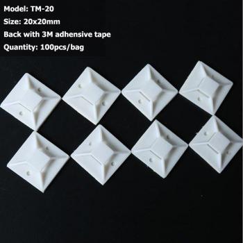 Base de brida de cables, 100 unidades, 20x20 mm, autoadhesiva para uso en oficina y hogar