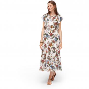 TOM TAILOR Damenkleid Maxi – Blütenprint, Off-White, S
