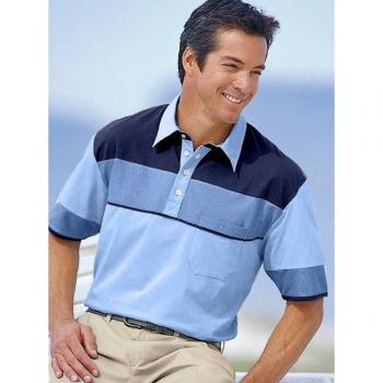 CATAMARAN Herren Poloshirt Kurzarm blau gestreift 44/46