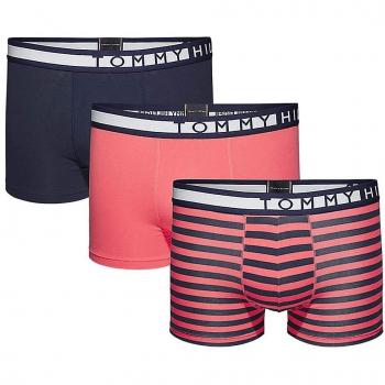 Tommy Hilfiger Trunks en Coton Élastique Rayé 3-Pack, Bleu Marine/Rose/Rose, X-Large