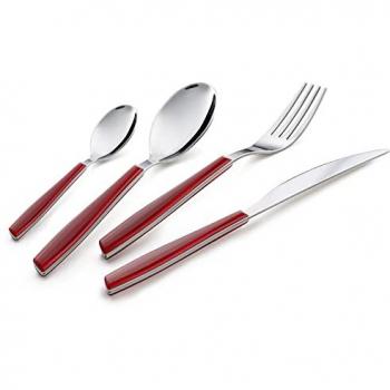 Eme Set di Posate 24 Pezzi Wave Rosso