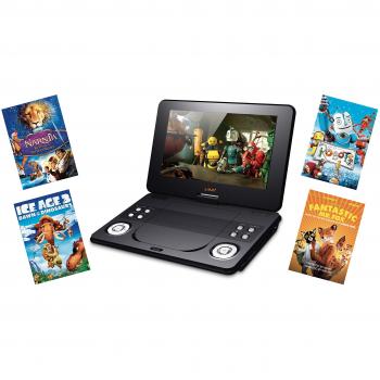 Lava 9-inch Screen Portable DVD Player with Fox Family Movie Bundle
