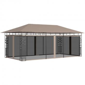 Paviljoentent 6x3 m crème met afsluitbaar toegangsdak en moskitonet
