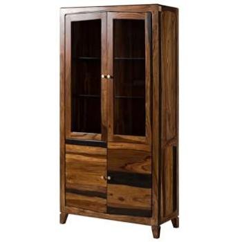 Vetrina Massiva Ancona 235 Sheesham Laccato Marrone Scuro 100x45x200