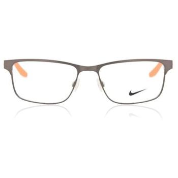 Montatura occhiali Nike 8130 078, design squadrato in metallo spazzolato, uso unisex