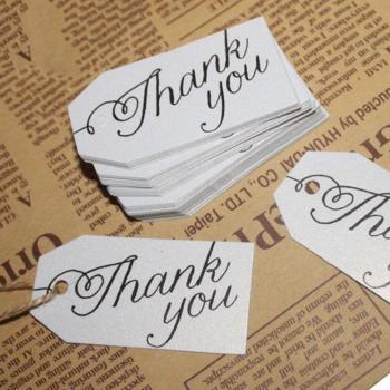 Kraft Paper Thank You Tags 100 Pcs Trapezoidal Craft Labels for Weddings