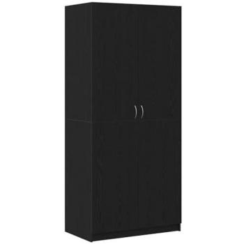 Black Oak Engineered Wood Wardrobe 90x52x200 – VidaXL