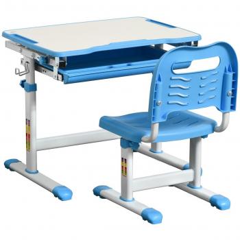 Homcom Pupitre infantil con silla azul 66 x 47 x 77 cm