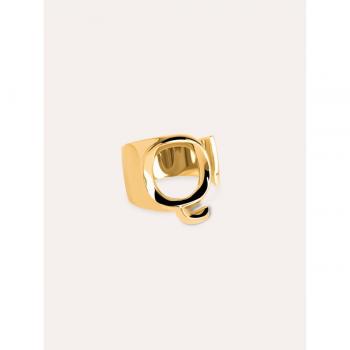 Anillo Personalizado “Q” Singularu – latón sólido, acabado oro 18K, ajuste flexible
