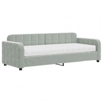 Lit de jour gris clair 80x200 cm avec matelas en velours vidaXL