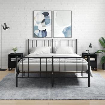 VidaXL Nachttisch Set 2 Stück Schwarz 40x35x50 cm Holzwerkstoff
