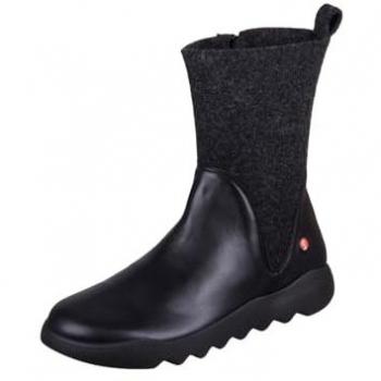 Softinos Damen Softinos Stiefel – Leder/Textil, schwarz 38