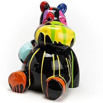 Résine Hippo Assis Noir 47 cm