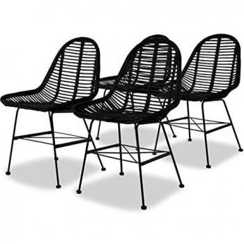 Silla de Exterior Vida XL 4× Asiento de Ratán Negro