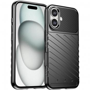 IPhone 16 Schutzcase „Hurtel Thunder“ – schwarze Silikonhülle