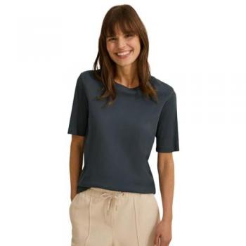 Cecil Basic Rippstruktur T-Shirt – Grün, Damen, XL