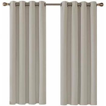 Deconovo Home Decorative Super Soft Curtains Eyelet Blackout Curtains for Boys Room 52x 54 Light Beige 1 Pair