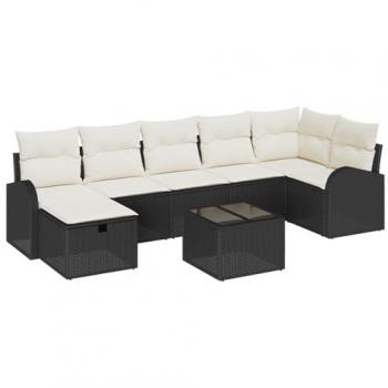 Outdoor Elegance 8‑Set Lounge Sofa, Black & Cream (VidaXL, 289 × 124 × 85 cm)