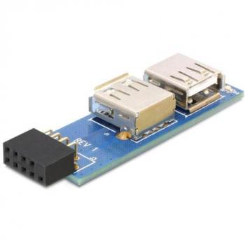 Adaptador USB Hembra Pinheader a 2 Puertos USB 2.0 Delock
