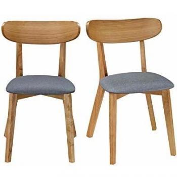 Chaise Moderne Vintage Grise et Pieds en Bois (Lot de 2) MARIK