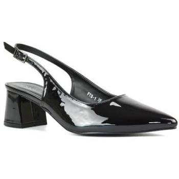 XY London 'Becky' Pointed Toe Court Heels – True Black, Women’s Size 8