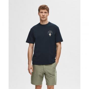 Selected Homme Herren T-Shirt Dunkelblau Relaxed Fit