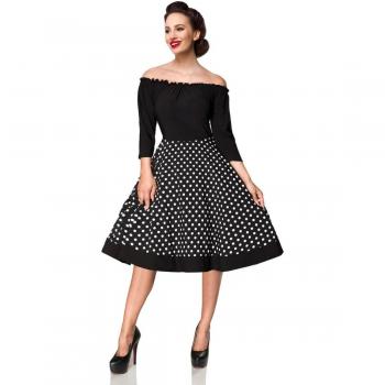 Belsira Carmen-Swingkleid in Länge Midi, schwarz/weiß
