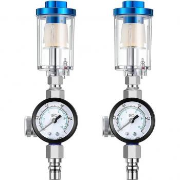 2-Pack Air Compressor Water Oil Separator Filter with Pressure Regulator, 1/4 Inch
