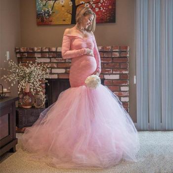 Vestido largo de encaje para mujeres embarazadas