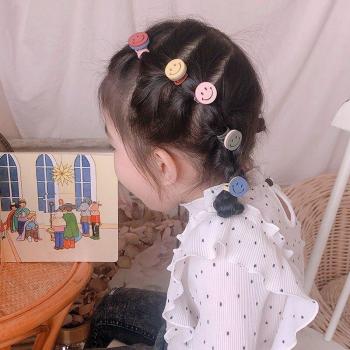 10pcs Set of Crochet Hair Bows with Wooden Flowers for Girls