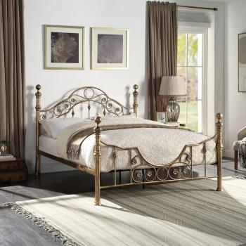 Letchworth Victorian Style Antique Brass Metal Bed Frame