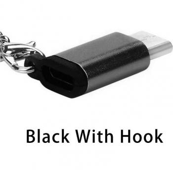 USB-C to Micro USB Female Adapter with Anti-lost Keychain for Samsung Huawei