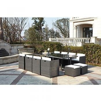 Salotto da Giardino a Incasso 12 Posti in Resina Intrecciata Grigio/Bianco Miami