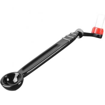 Double Head Espresso Cleaning Brush with Plastic Spoon