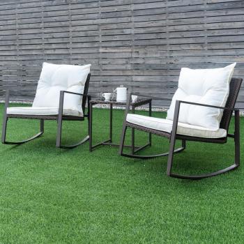 Beige 3-Piece Patio Wicker Furniture Set