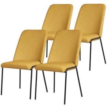 ML‑Design 4 Chaises Moutarde Polyester Dossier Ergonomique Pieds Métalliques