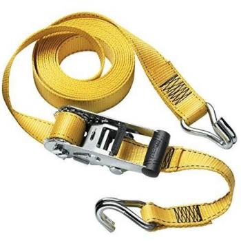 Master Lock 3058EURDAT Ratchet Tie Down Strap with J-Hooks, Yellow, 6 m x 35 mm Strap