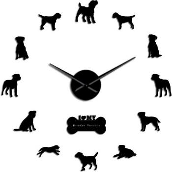 Border Terrier Wall Clock with Mirror Stickers