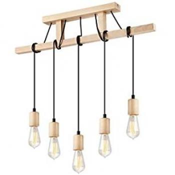 Lamkur Leon 5x E27 Plafoniera a Sospensione in Legno