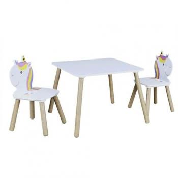 Ensemble Table et Chaises Enfant avec Motif de Licorne