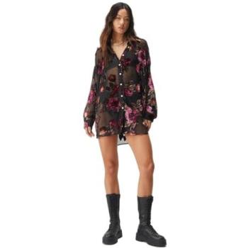 Nasty Gal Devore Floral Sheer Shirt – Oversized, Black, XS-10