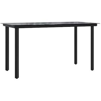 Outdoor Dining Table – Black Steel Frame, 200x100x74 cm, Tempered Glass Top