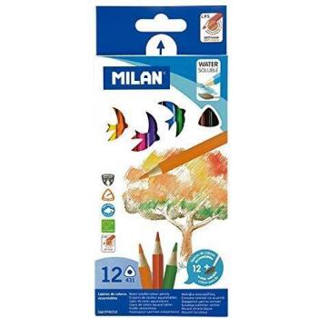 Caja 12 lápices de colores triangulares acuarelables + pincel