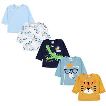 TupTam Baby Jungen Langarmshirt 5er Set blau/gelb Größe 74