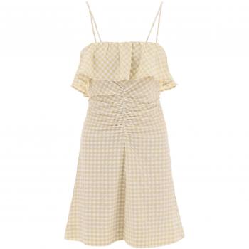 GANNI Robe courte beige avec volants